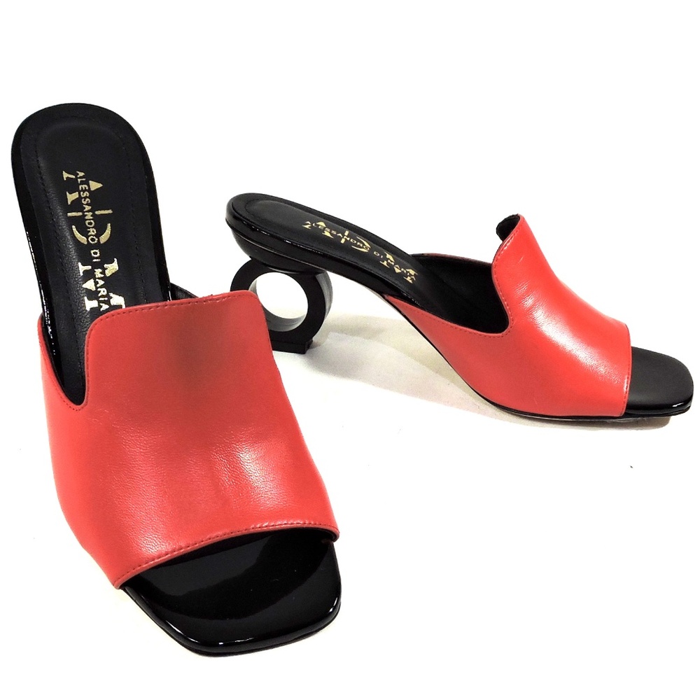 ALESSANDRO DI MARIA 🇮🇹 WOMEN'S RED LEATHER FASHION MULES